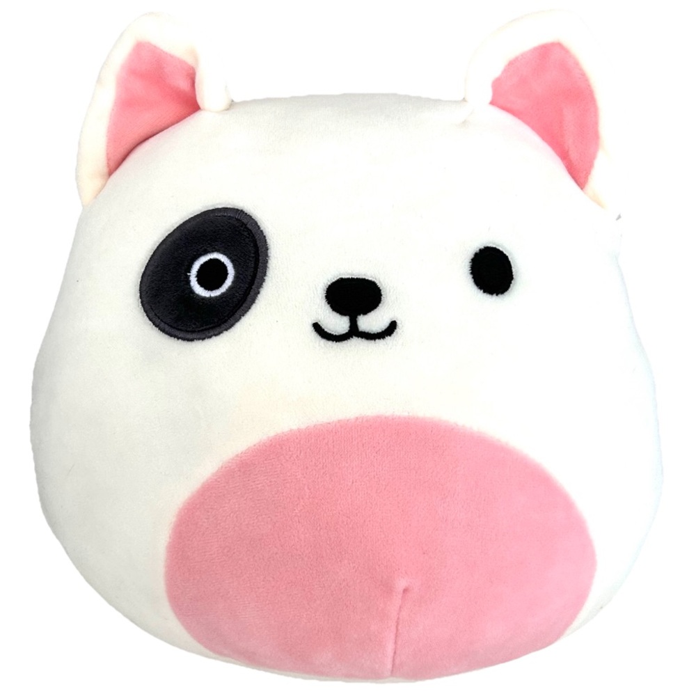 Squishmallow 8’ Charlie Bull Terrier Dog Puppy Plush White Pink Stuffed Animal